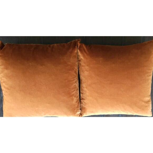 Autumn Leaf Accent Pillow Orange Rust Velvet Gold Leaves Fall 18” Down Filled - Picture 5 of 7